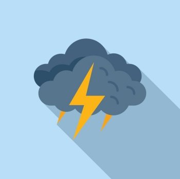 Summer storm icon flat vector. Lightning weather. Rain forecast. Summer storm icon flat vector. Lightning weather