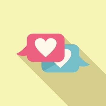 Online dating chat icon flat vector. App date. Love couple. Online dating chat icon flat vector. App date