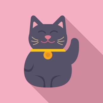 Japanese lucky cat icon flat vector. Japan neko. Chinese money. Japanese lucky cat icon flat vector. Japan neko
