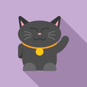 Gold lucky cat icon flat vector. Cute animal. Funny animal. Gold lucky cat icon flat vector. Cute animal