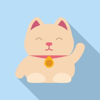 Good lucky cat icon flat vector. Neko japan. Chinese money. Good lucky cat icon flat vector. Neko japan
