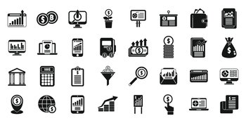 Result money icons set simple vector. Business career. Trend company. Result money icons set simple vector. Business career