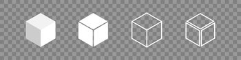 While cube set isolated vector icon. 3D box jn transparent background. Block symbol for web and appdesign