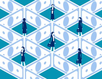 Business people stuck in dollar banknote maze. Business trap