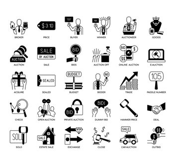 Set of Auction thin line icons for any web and app project.