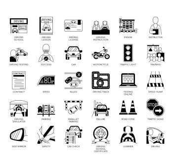 Set of Driving School thin line icons for any web and app project.
