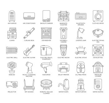 Set of Electronic Devices thin line icons for any web and app project.
