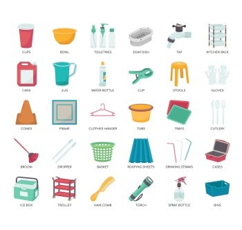 Set of Plastic Products thin line icons for any web and app project.