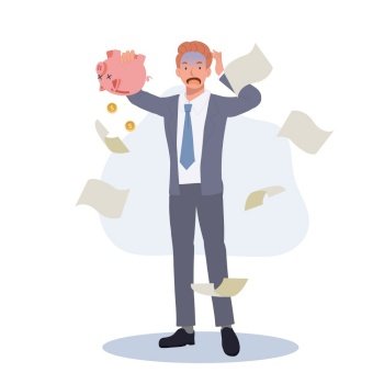 Businessman lost money. Out of money. financial problem, Money crisis. Vector illustration.