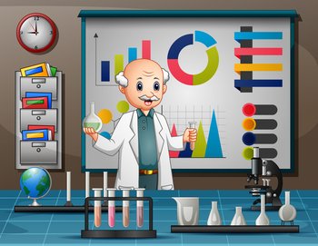 Scientist man conducting research in a lab	