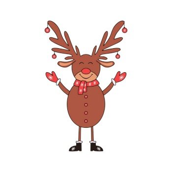 Cute cartoon Deer character isolated on white background.. Cute cartoon Deer character on white background.