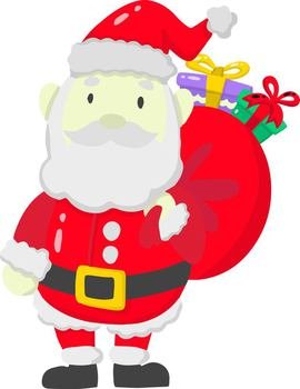 Hand Drawn santa claus with gift bags illustration isolated on background