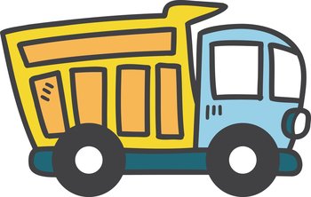 Hand Drawn toy truck for kids illustration isolated on background