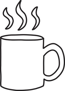 Hand Drawn hot coffee mug illustration isolated on background