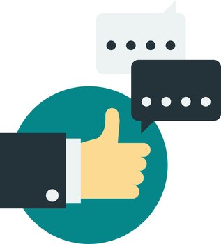 Thumbs up and review illustration in minimal style isolated on background