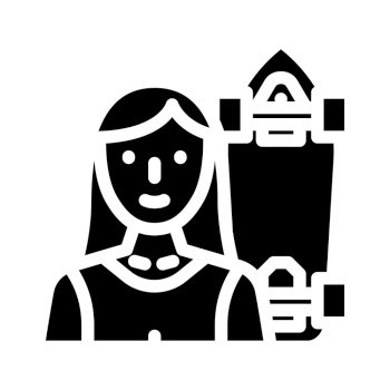 skateboarding female sport glyph icon vector. skateboarding female sport sign. isolated symbol illustration. skateboarding female sport glyph icon vector illustration