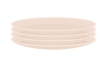 Pile of plates semi flat color vector object. Full sized item on white. Preparing and serving holiday dinner. Tableware simple cartoon style illustration for web graphic design and animation. Pile of plates semi flat color vector object