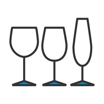 Icon Of Glasses Set. Editable Bold Outline With Color Fill Design. Vector Illustration.