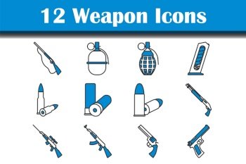 Weapon Icon Set. Editable Bold Outline With Color Fill Design. Vector Illustration.