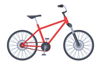 Bicycle side view. Red city bike. Eco vehicle. Vector illustration. Bicycle side view. Red city bike. Eco vehicle