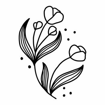 Cute flower. Abstract floral element for postcard decor. Twig. Vector doodle illustration.