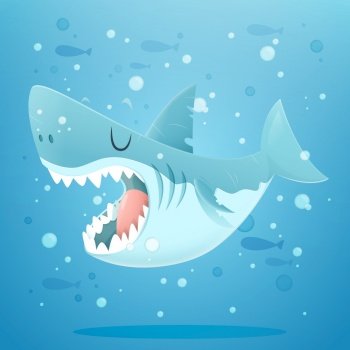 shark flat cartoon illustration