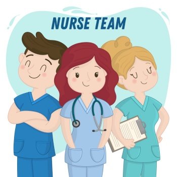 nurse team healthcare hospital vector art illustration