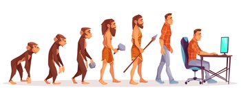 human evolution cartoon graphic illustration