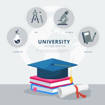 college university education vector graphic illustration