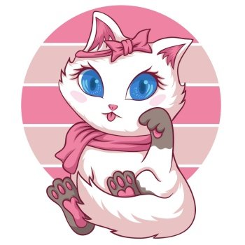 cute feminine cat vector illustration
