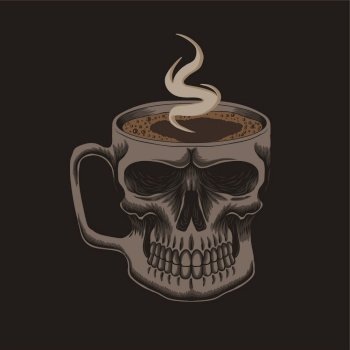 Coffee glass skull vector illustration