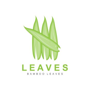 Bamboo Leaf Logo Design, Green Plant Vector, Panda Food Bamboo, Product Brand Illustration