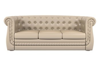 beige leather sofa isolated over the white background 3d 
