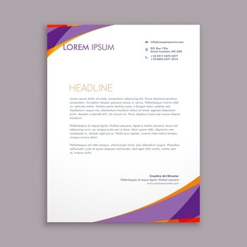 stylish purple wave letterhead design