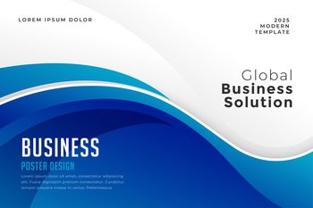 blue color business presentation wavy banner design