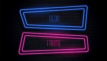 blue and pink neon frame with copyspace