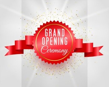 grand opening ceremony celebration banner with 3d ribbon