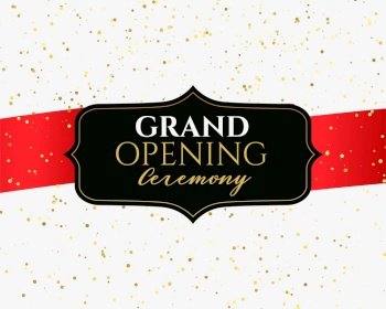 grand opening ceremony banner with golden confetti