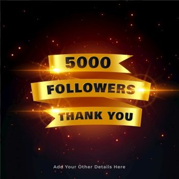 5000 followers thankyou celebration background in golden style