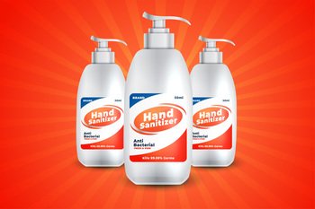 gel or liquid based hand sanitizer realistic bottle
