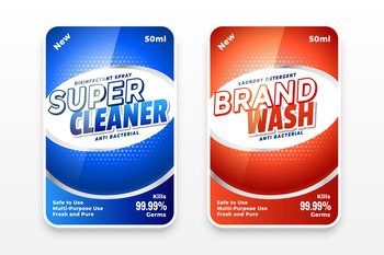 disinfectant or laundry detergent cleaner labels template