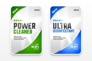 disinfectant and cleaner labels template design concept