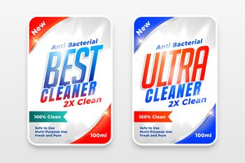 detergent cleaner and disinfectant labels set of two