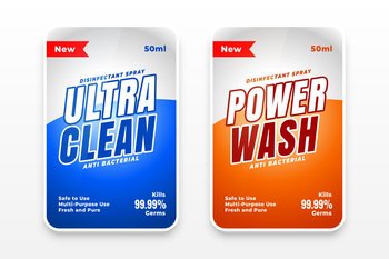 detergent cleaner disinfectant labels set of two