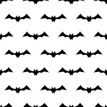 Seamless repeating pattern with Halloween symbols. Design of silhouettes for the holiday Halloween. for postcard, fabric, banner, template, wrapping paper. Vector flat illustration. Seamless repeating pattern with Halloween symbols. Design of silhouettes for the holiday Halloween. for postcard, fabric, banner, template, wrapping paper. Vector flat illustration.