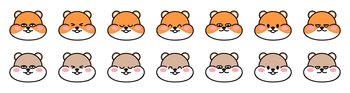Set of cute faces drawn hamsters. Kawaii hamster with different facial expressions. Collection of avatars mascots funny character animal stickers isolated on white. Vector stock illustration.. Set of cute faces drawn hamsters. Kawaii hamster with different facial expressions. Collection of avatars mascots funny character animal stickers isolated on white. Vector stock illustration