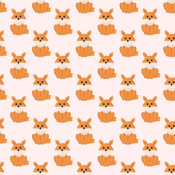 Fox cub pattern on pink background. Vector image for use in children’s clothing textiles. Fox cub pattern on pink background