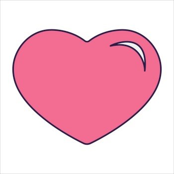 Retro Valentine Day icon heart. Love symbols in the fashionable pop line art style. The figure of a heart in soft pink color. Vector illustration isolated on white. Retro Valentine Day icon heart. Love symbols in the fashionable pop line art style. The figure of a heart in soft pink color. Vector illustration isolated on white.
