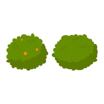 Collection cartoon spring green bushes isolated on white background. Flat vector illustration.. Collection cartoon spring green bushes isolated on white background. Flat vector illustration