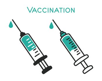 Syringe vector Vaccination concept against covid-19 isolated on background.